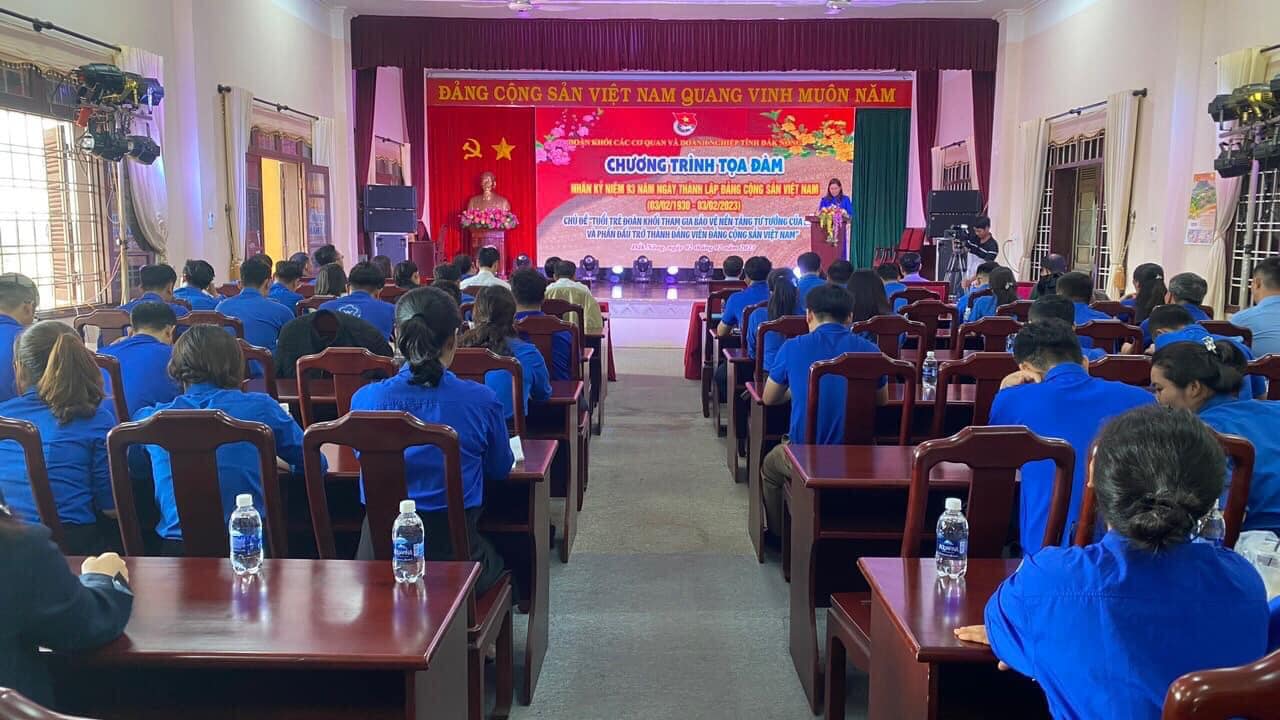 Đoàn Khối các cơ quan và doanh nghiệp tỉnh Đắk Nông tổ chức Tọa đàm kỷ niệm 93 năm ngày thành lập Đảng Cộng sản Việt Nam (03/2/1930 - 03/2/2023)
