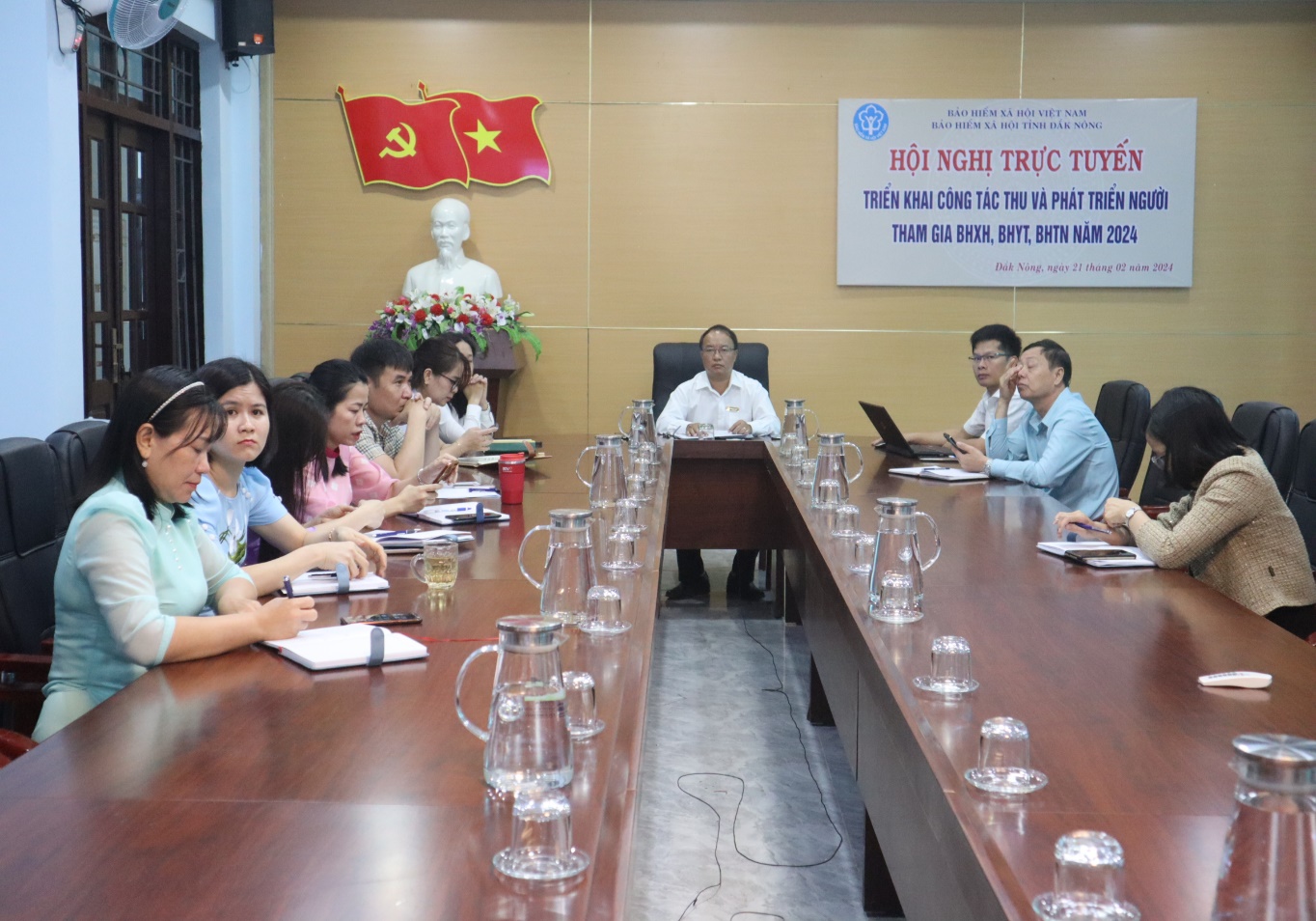 Bảo hiểm xã hội tỉnh Đắk Nông dự Hội nghị trực tuyến triển khai công  công tác thu và phát triển người tham gia BHXH, BHYT, BHTN năm 2024